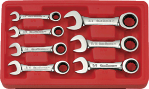 Gearwrench 9507 7 Pc. Stubby Combination Ratcheting Wrench Set-SAE