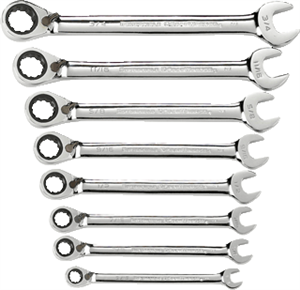 Gearwrench 9533N 8 Pc. Rev. Non-Capstop Combination Ratcheting Wrench Set-SAE