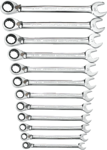 Gearwrench 9620N 12 Pc. Rev. Non-Capstop Combination Ratcheting Wrench Set-METRIC