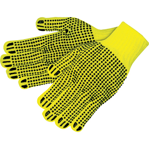 MCR Safety 9662L PVC Coated Gloves w/ 2-Sided Dots,Yellow, Large