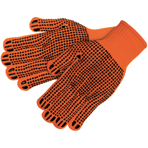 MCR Safety 9663L PVC Coated Gloves w/ 2-Sided Dots,Orange, Large