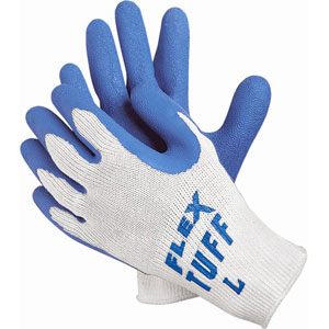 MCR Safety 9680M Flex-Tuff&reg; Cotton/Poly Blue Latex Gloves,M,(Dz.)