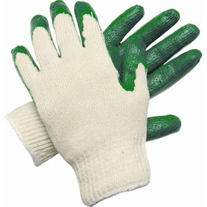 MCR Safety 9681S Green Latex Palm/Fingers Dipped Gloves,S,(Dz.)