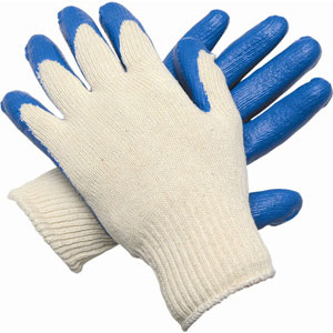 MCR Safety 9682L Blue Latex Palm/Fingers Dipped Gloves,L,(Dz.)