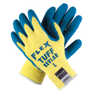MCR Safety 9687M Flex Tuff&reg; 10G Kevlar Blue Latex Dip Gloves,M,(Dz.)