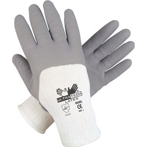 MCR Safety 9698M Ultra Tech&reg; Textured Gray Latex Gloves,M,(Dz.)
