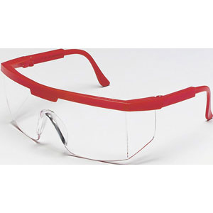 MCR Safety 99940 Excalibur&reg; Safety Glasses,Red Frame,Clear Lens