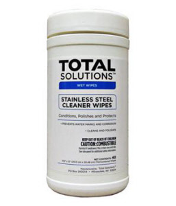 Total Solutions 1549 Stainless Steel Cleaner Wipes, 9.5&#34; X 12&#34;, 6/Cs