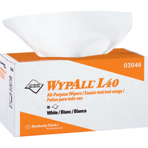 Kimberly Clark 03046 Wypall&reg; L40 Wipers, Pop-Up Box, White, 9 Boxes/90 ea