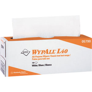 Kimberly Clark 05790 Wypall&reg; L40 Wipers, Pop-Up Box, White, 9 Boxes/100 ea
