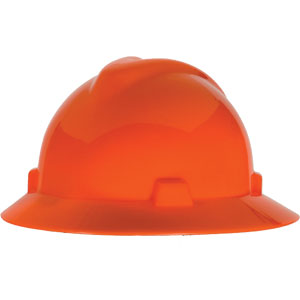 MSA 10021292 V-Gard&reg; Non-Slotted Hard Hat, w/Fas-Trac&reg;, Hi-Viz Orange