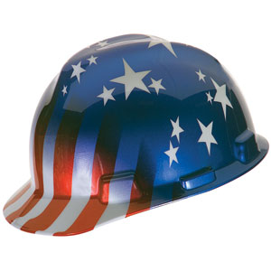 MSA 10052945 V-Gard&reg; Hard Hat, American Stars and Stripes