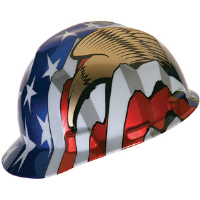 MSA 10052947 V-Gard® Hard Hat, American Flag, Eagles 