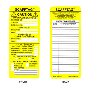 Brady 104114 Scafftag&reg; Yellow Caution Inserts