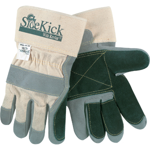 MCR Safety 16025L Side Kick&reg; Gloves Double Leather, Kevlar Thumb/Fingers,L,(Dz.)