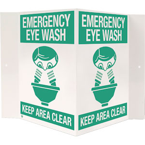 &#34;Emergency Eye Wash&#34; 3-D Rigid Plastic Sign