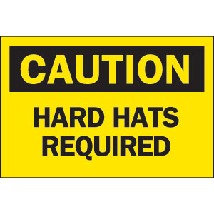 Brady 22406 &#34;Caution: Hard Hats Required&#34; Sign, 10&#34; x 14&#34;, Plastic, B-401