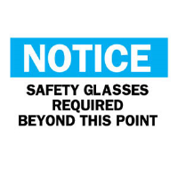 Brady 22627 "Notice: Safety Glasses Required Beyond" Sign 10" x 14", Plastic, B-401