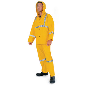 MCR Safety 2403 3 Pc. Rain Suit w/ Corduroy Collar, Yellow, 2XL