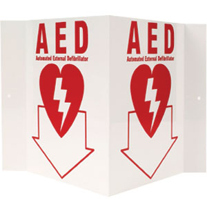 &#34;AED&#34; 3-D Rigid Plastic Sign