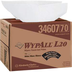Kimberly Clark 34607 Wypall&reg; L20 Wipers, BRAG Box, White, 176/Box