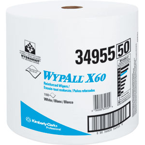 Kimberly Clark 34955 Wypall&reg; X60 Wipers, Jumbo Roll, White, 1,100/Roll