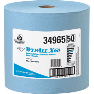 Kimberly Clark 34965 Wypall&reg; X60 Wipers, Jumbo Roll, Blue, 1,100/Roll