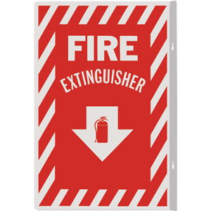&#34;FIRE EXTINGUISHER&#34; Arrow 90&#176; Angle, Rigid Plastic Sign