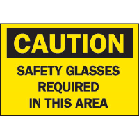 Brady 41159 "Caution: Safety Glasses Required In This Area" Sign, 10 x 14", B-555