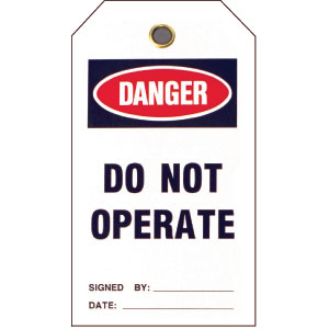 Brady 49326 Vinyl Tag, &#34;Danger: Do Not Operate,&#34; 25/Pkg
