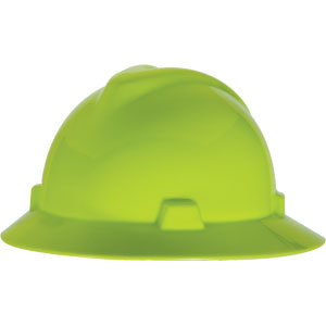 MSA 815570 V-Gard&reg; Non-Slotted Hard Hat, w/Fas-Trac&reg;, Hi-Viz Lime Green