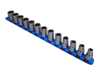 Ernst 8305 18" Universal Socket Rail Organizer w/ 15 socket clips, 1/2" Blue