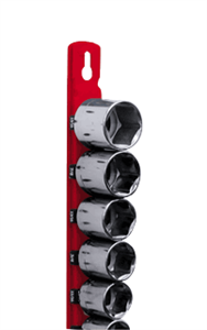 Ernst 8320 18&#148; Socket Rail Organizer w/ 15 DURA-PRO HD Socket Clips, 3/8&#34; Red