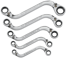 Gearwrench 85299 5 Pc. S-Shape Reversible Double Box Ratcheting Wrench Set-METRIC