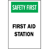 Brady 85325 “Safety First: First Aid Station” Sign, 10" x 7", Polyester, B-302