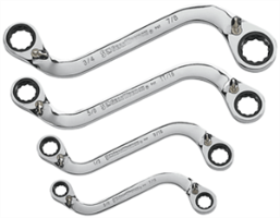 Gearwrench 85399 4 Pc. S-Shape Reversible Double Box Ratcheting Wrench Set-SAE
