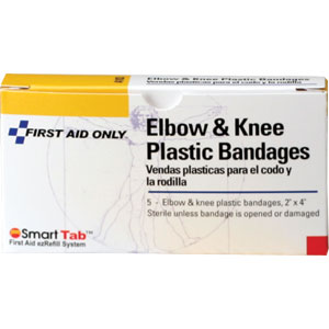 First Aid Only A103 2&#34; X 4&#34; Elbow &amp; Knee Plastic Bandage, 5/Box