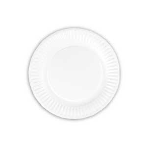 AJM Green Label PP9GRAWH White Uncoated Paper Plates, 9", 1200/Cs.