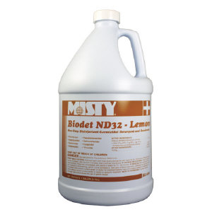 Amrep Misty R1220-4 Misty® Biodet ND32 Liquid Disinfectant Deodorizer, Lemon