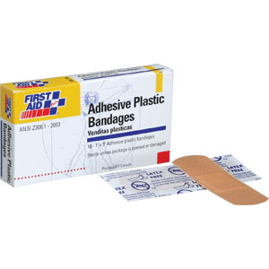 First Aid Only AN146 1&#34; x 3&#34; Plastic Bandage, 16/Box