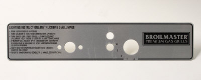 Broilmaster B070488 Label Side Burner Control Panel (Rotary Ignitor)