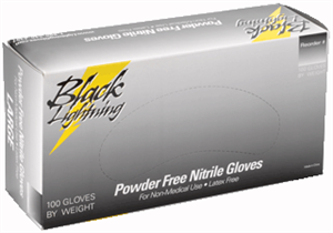 Lightning Gloves BLL Black Lightning Nitrile Gloves, Large