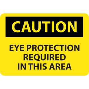 National Marker C26RB Caution Eye Protection Required Sign, Plastic