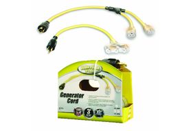 Coleman Cable 01915 Generator Adaptor Cord 10/3 3&#176;, L5-30P to (2) Lighted 5-20R