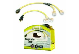 Coleman Cable 01924 Generator Adaptor Cord 12/4 3', L14-20P to 12/3 (2) Lighted 5-20R