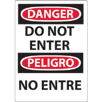 National Marker ESD104RB Danger Do Not Enter Bilingual Sign, Plastic