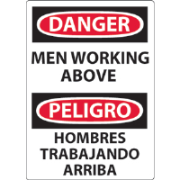 National Marker ESD125RB Danger Men Working Bilingual Sign, Plastic