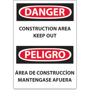 National Marker ESD132RB Danger Construction Area Keep Out Sign, Plastic