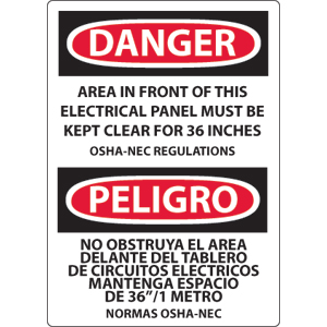 National Marker ESD225PB Danger Electrical Panel Sign, Vinyl