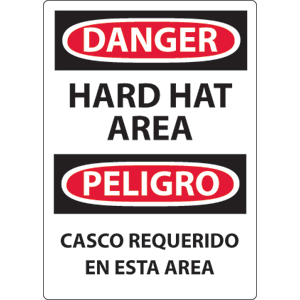 National Marker ESD46RB Danger Hard Hat Area Sign, Plastic